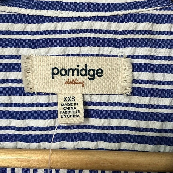 NWT Anthropologie Porridge Tie Front Blue White Stripe  Crinkle Maxi Dress XXS - Picture 6 of 8